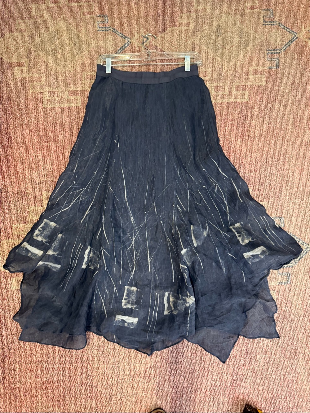 NIC + ZOE spring tide sheer layered asymmetrical hem midi skirt sz 6